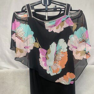 Roz & Ali – Woman – Cold Shoulder black floral Rhinestone dress – Plus size 3x